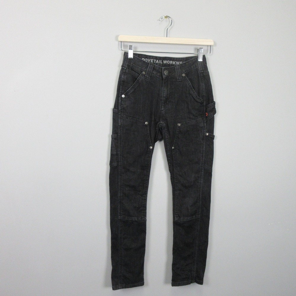Dovetail Workwear The Maven Slim Jeans Black Size 0 Inseam 28 Stretch Knee Patch